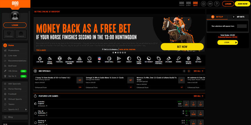 bookmaker 888sport home page