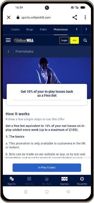 play cricket insurance free bet WH