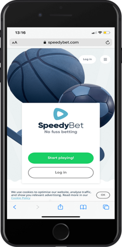 Speedybet mobile homepage