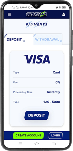 sportaza payment option visa